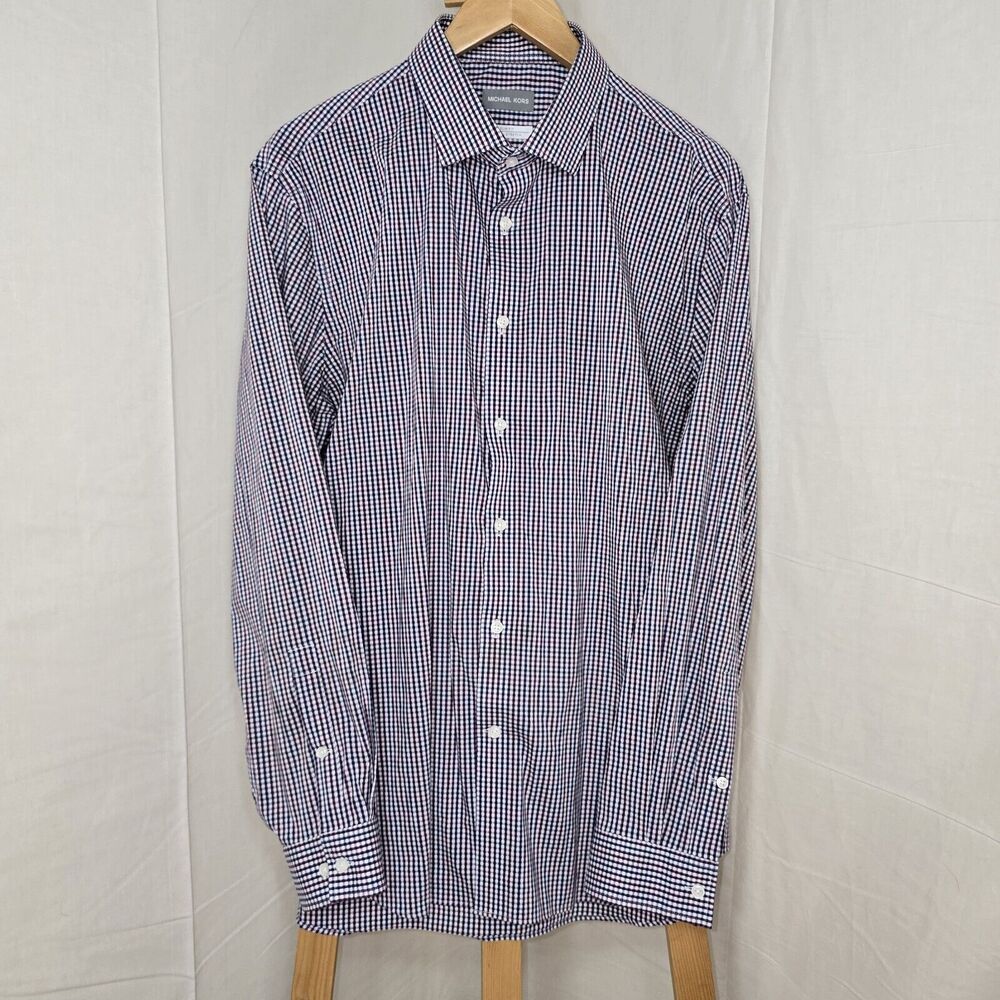 XL Michael Kors Slim Travel Stretch Button Down Casual Dress Shirt 17.5-32/33